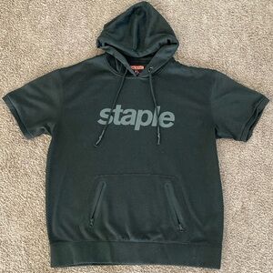 Staple Hooded Pullover Short Sleeve Sweatshirt Size XL Black